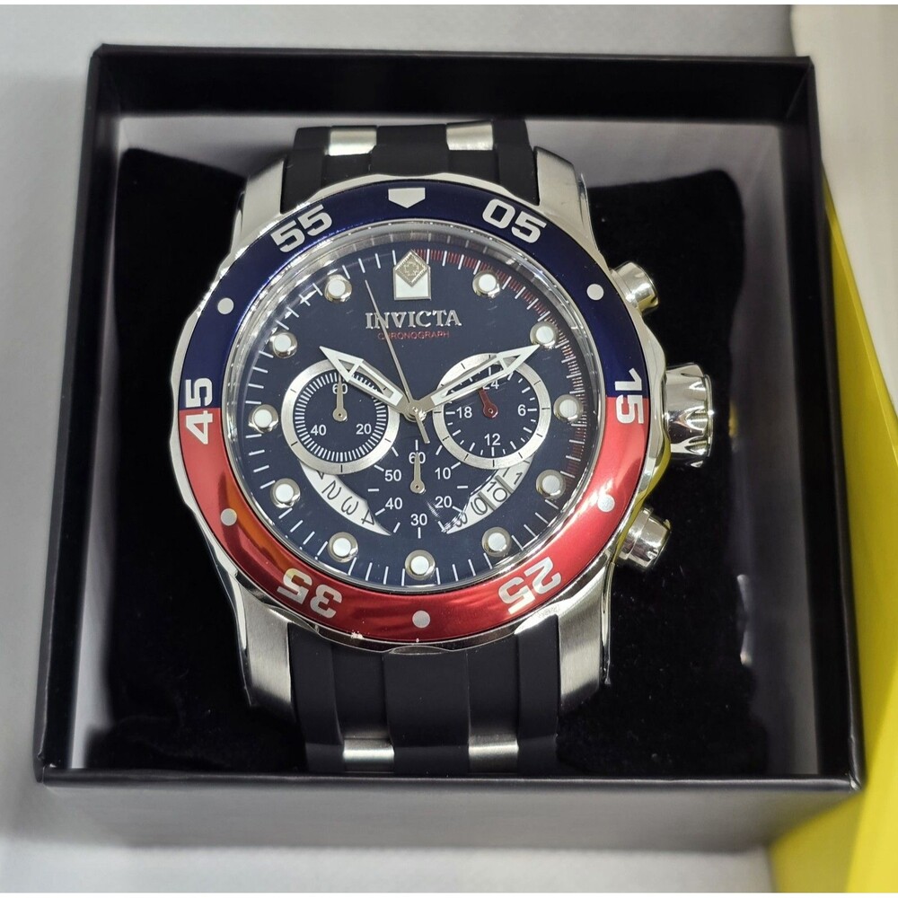 Invicta Pro Diver SCUBA Men's Watch 48mm Black Steel 44521 Pepsi Bezel Blue Dial - Picture 3 of 5